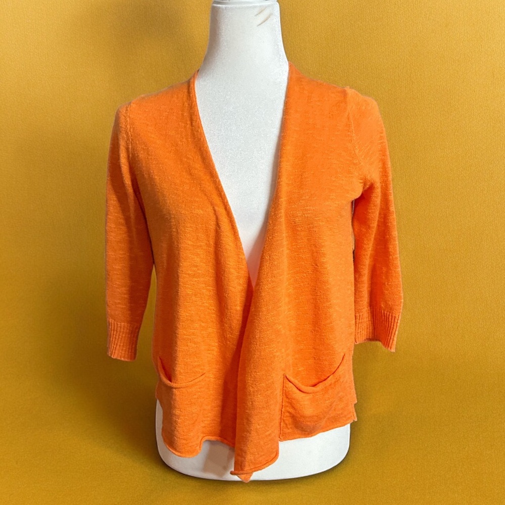 Eileen Fisher cropped linen blend cardigan, Size SP